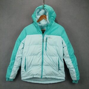 Eddie Bauer Classic Down Puffer Jacket Kids L 14/16 Blue‎ Sherpa Lined Outdoor